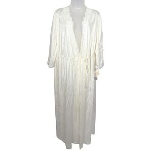Vtg NWT JC Penney Collettes Ivory Lace Nylon Robe Maxi Size L  Deadstock Bridal‎